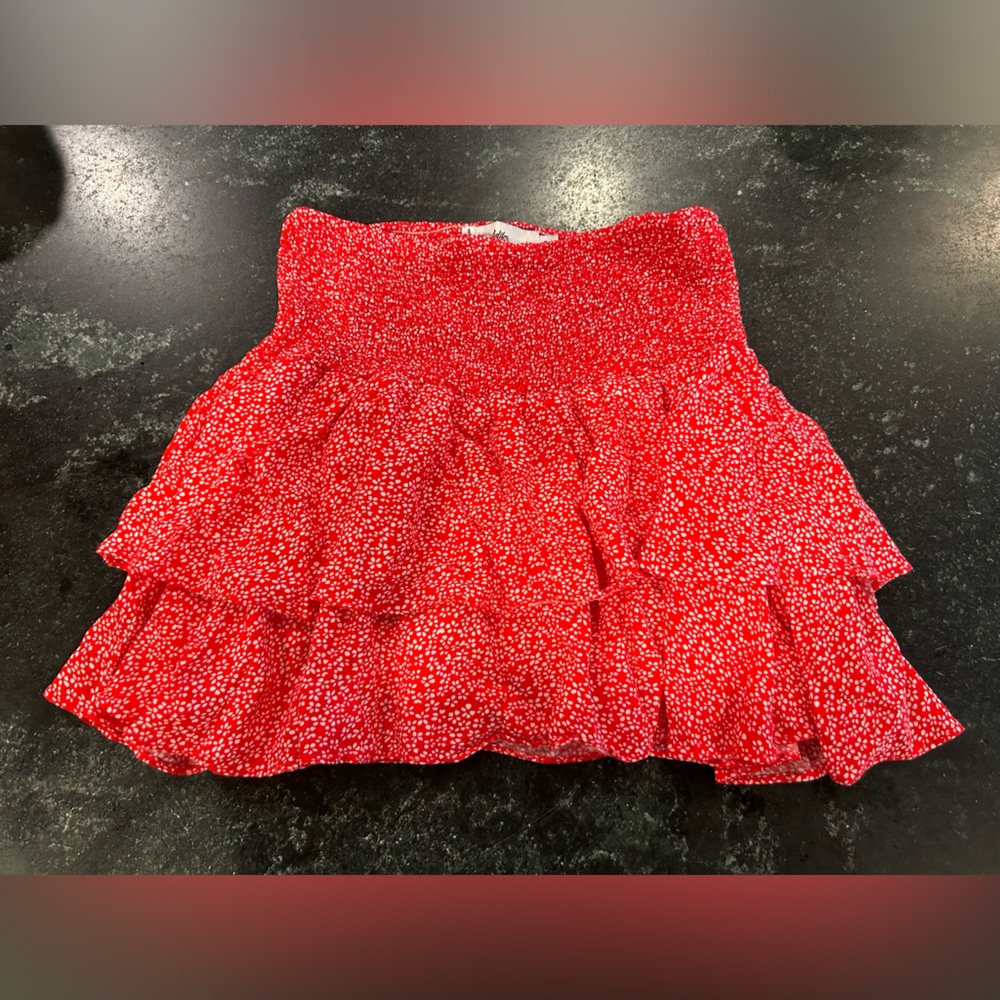 Red Floral Mini Skirt